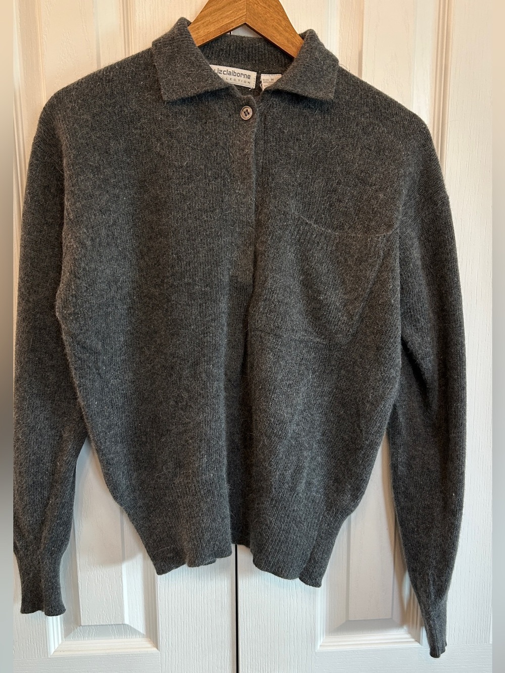 Vintage Liz Claiborne Lambswool Angora Polo Sweater Women's M EUC